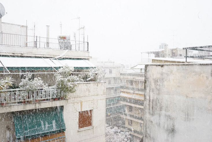Πυκνή χιονόπτωση στην Πανόρμου