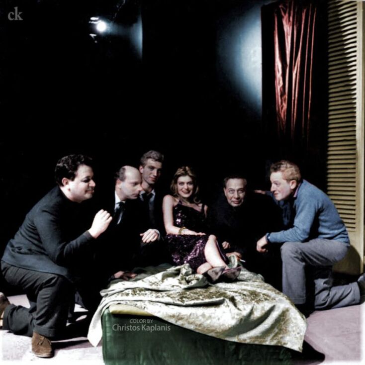 Μάνος Χατζιδάκις, Μάριος Πλωρίτης, Γιάννης Φέρτης, Μελίνα Μερκούρη, Κάρολος Κουν, Jules Dassin