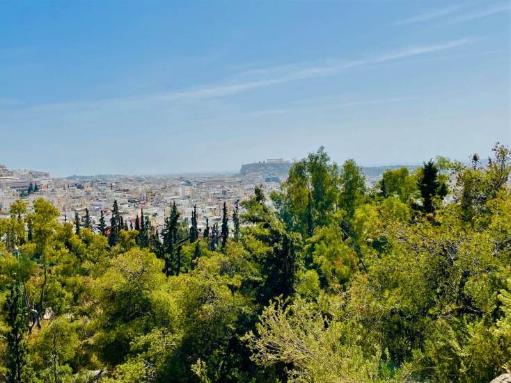 Στιγμιότυπο από την Αθήνα το Πάσχα - Δέντρα και στο φόντο η Ακρόπολη