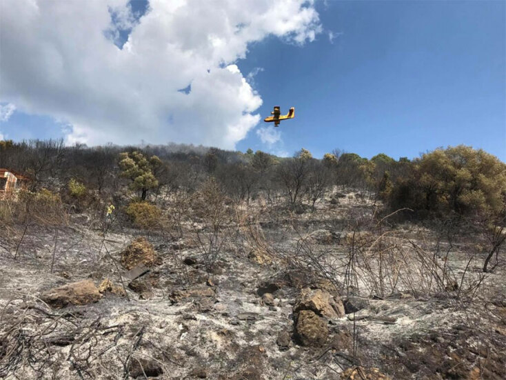 Πυρκαγιά στη Μεσσηνία, στην περιοχή του Δήμου Χανδρινού Πυλίας: Κομβική η συνδρομή των εναέριων μέσων στην κατάσβεση της φωτιάς