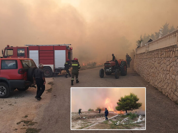 Πυρκαγιά στη Ζάκυνθο: Μάχη με τις φλόγες για να μην καούν σπίτια στο Κερί
