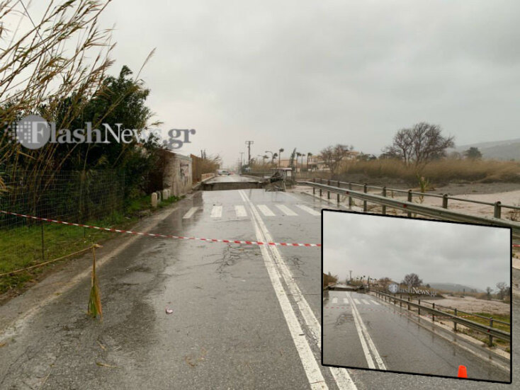 Κρήτη: Κατέρρευσε η γέφυρα του Πλατανιά στην Παλαιά Εθνική Οδό