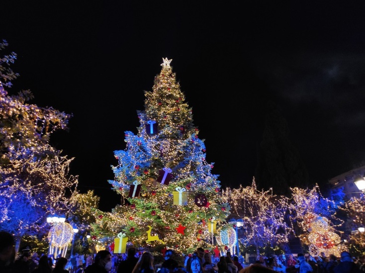 Φωταγωγήθηκε το δέντρο στην πλατεία Συντάγματος. 