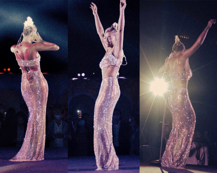 Η Rita Ora με δημιουργία Celia Kritharioti, σε εκδήλωση για τη UNICEF στο Κάπρι