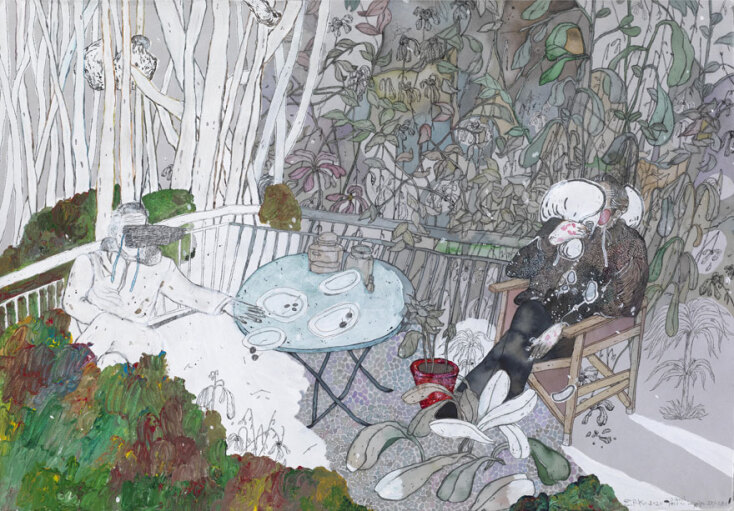 3 λεπτά μετά το διάγγελμα, Στέφανος Ρόκκος, Μικτή τεχνική σε χαρτί