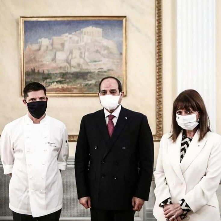 Ο Αλέξανδρος Παπανδρέου, ο Προέδρος της Αιγύπτου Abdel Fattah Al Sisi και η Πρόεδρος της Δημοκρατίας Κατερίνα Σακελλαροπούλου/ Φωτογραφία: Αλέξανδρος Παπανδρέου