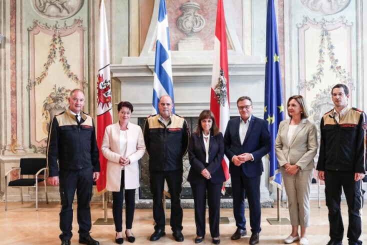 Η Κατερίνα Σακελλαροπούλου κατά τη διάρκεια της επίσκεψής της στην Αυστρία ©EUROKINISSI