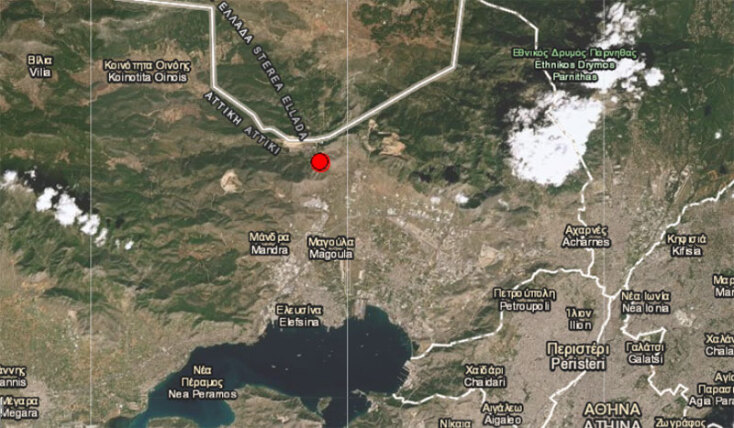 Χάρτης με το επίκεντρο του σεισμού