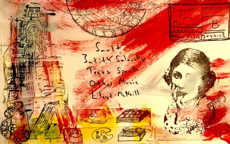 Έργο μεικτής τεχνικής του Γιώργου Φλωράκη για τη στήλη του Σημειώσεις Ενός Μονομανούς