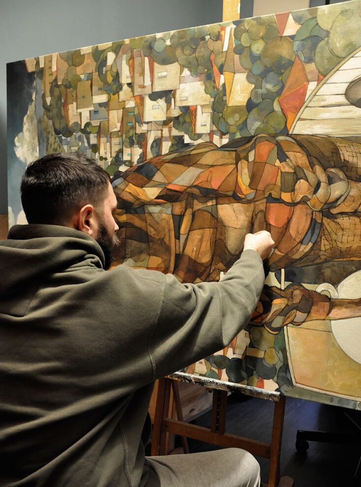 Ο Σταμάτης Λάσκος ζωγραφίζει