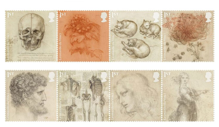 Το Ηνωμένο Βασίλειο τιμά με 12 γραμματόσημα τον Λεονάρντο Ντα Βίντσι