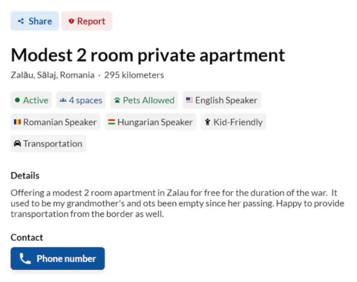 Ένα παράδειγμα χρήσης της ιστοσελίδας «Ukraine Take Shelter».