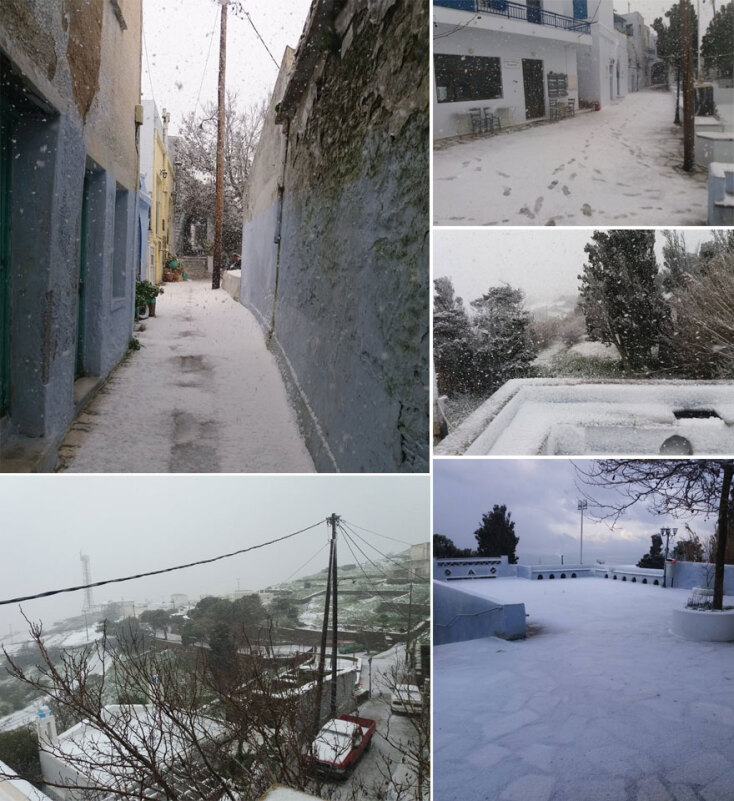 Στα λευκά το χωριό Αρνάδος στην Τήνο