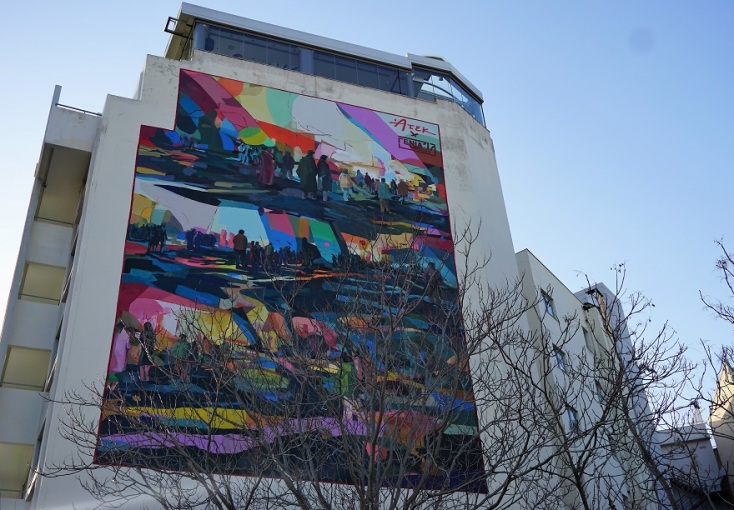 Το mural του Atek, στην οδό Καλλιρόης, στο Κουκάκι. © Ευτέρπη Μουζακίτη / ATHENS VOICE