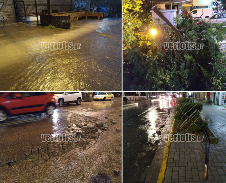 Καταστροφές από την κακοκαιρία στη Βέροια