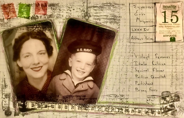 Έργο μεικτής τεχνικής του Γιώργου Φλωράκη για τη στήλη του Σημειώσεις Ενός Μονομανούς