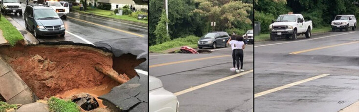 Τρύπα καταπίνει φορτηγάκι στη Βιρτζίνια των ΗΠΑ