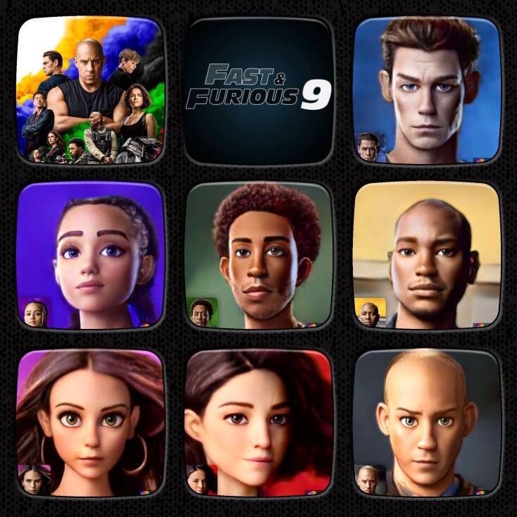 Οι πρωταγωνιστές του Fast &amp; Furious με το φίλτρο της εφαρμογής Voilà AI Artist