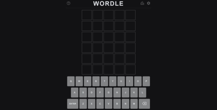 Η αρχική σελίδα του παιχνιδιού Wordle.