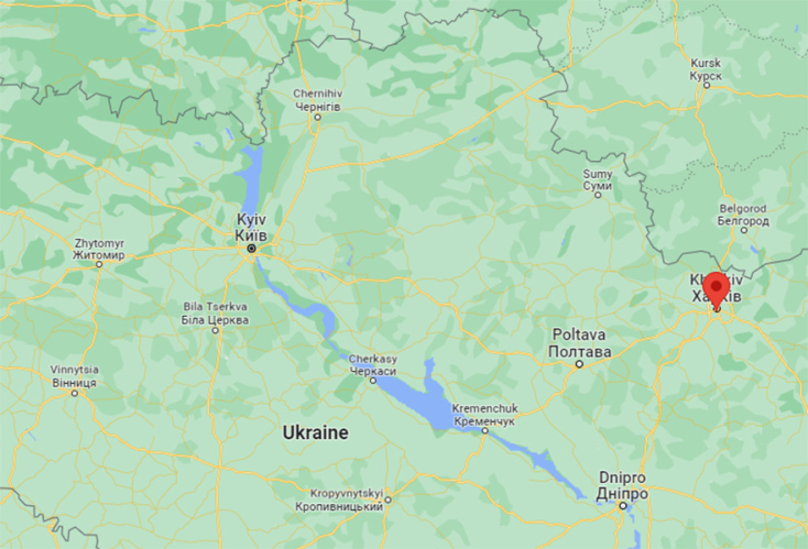 Το Χάρκοβο βρίσκεται στη βορειοανατολική Ουκρανία 