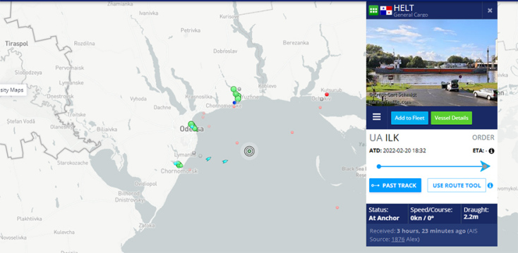 Το σημείο που βρίσκεται το πλοίο Helt