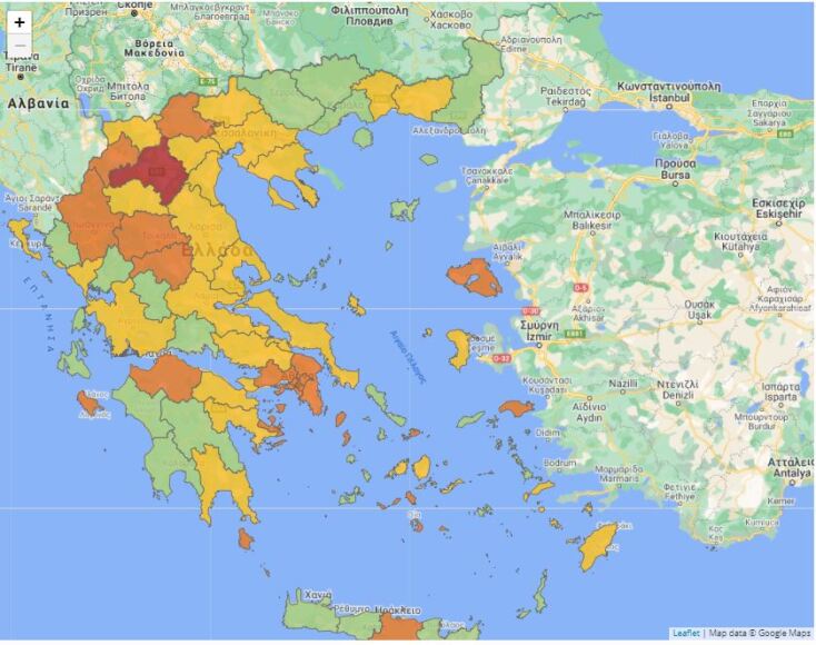 Υγειονομικός χάρτης για τον κορωνοϊό