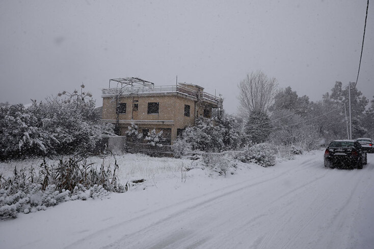 Χιονισμένος δρόμος στην Αγία Παρασκευή