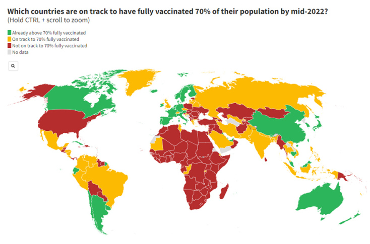 Ο χάρτης που δείχνει ποιες χώρες πετυχαίνουν και ποιες χάνουν τον στόχο του εμβολιασμού
