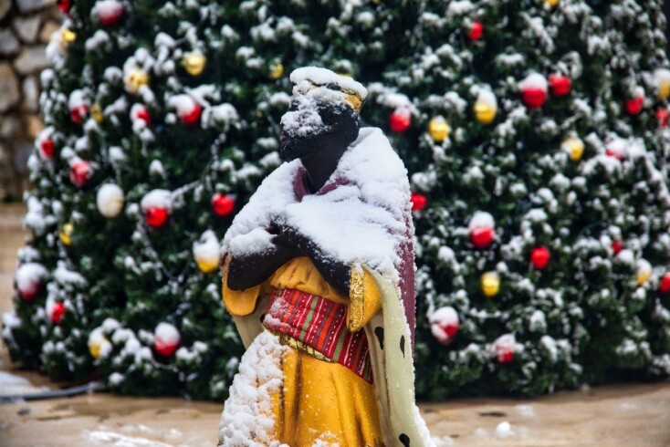 Στιγμιότυπο από τα χιόνια που έπεσαν στην περιοχή του Χορτιάτη