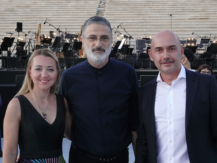 B. Αδαμίδου, Δ/ντρια Επικοινωνίας και Εταιρικής Υπευθυνότητας  Lidl Eλλάς, Γ. Κουμεντάκης, Καλλιτεχνικός Δ/ντής της ΕΛΣ και Ι. Ανδρεανίδης, Πρόεδρος Διοίκησης της Lidl Ελλάς