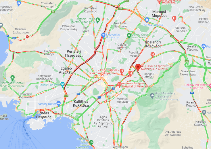 Ο χάρτης της κίνησης στους δρόμους