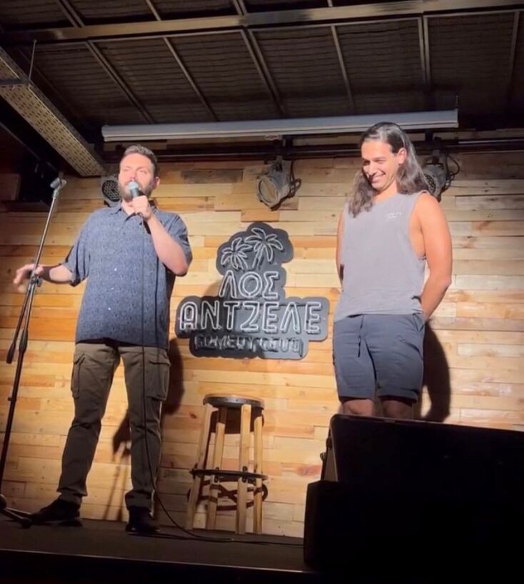 O Μιχάλης Σεβαστέρης κατά τη διάρκεια της παράστασης «Είμαι Vegan» & «Αψυχώ»