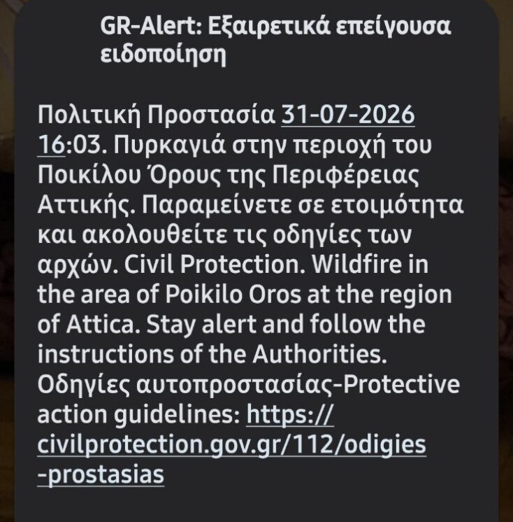 Φωτιά στην Περιφερειακή Αιγάλεω - Εκδηλώθηκε στις 15:30 και στο σημείο επιχειρούν ισχυρές δυνάμεις της Πυροσβεστικής.