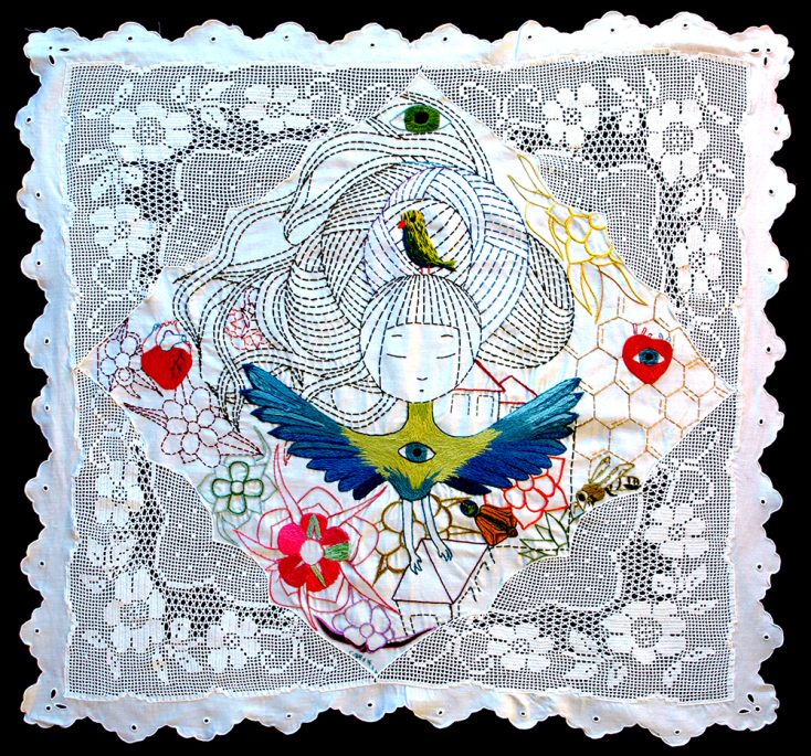 «Frequent Flyers». 2021. Κέντημα σε ύφασμα.