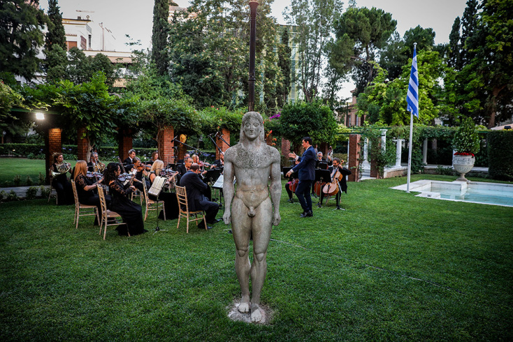 Στιγμιότυπο από την δεξίωση για την 46η επέτειο από την αποκατάσταση της Δημοκρατίας στην χώρα,μετά τον τερματισμό της επτάχρονης δικτατορίας, Παρασκευή 24 Ιουλίου 2020