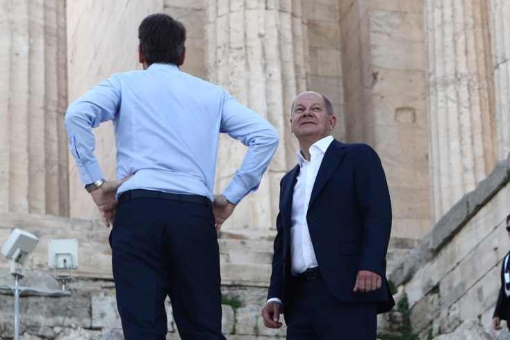 Στην Ακρόπολη Κυριάκος Μητσοτάκης και Όλαφ Σολτς
