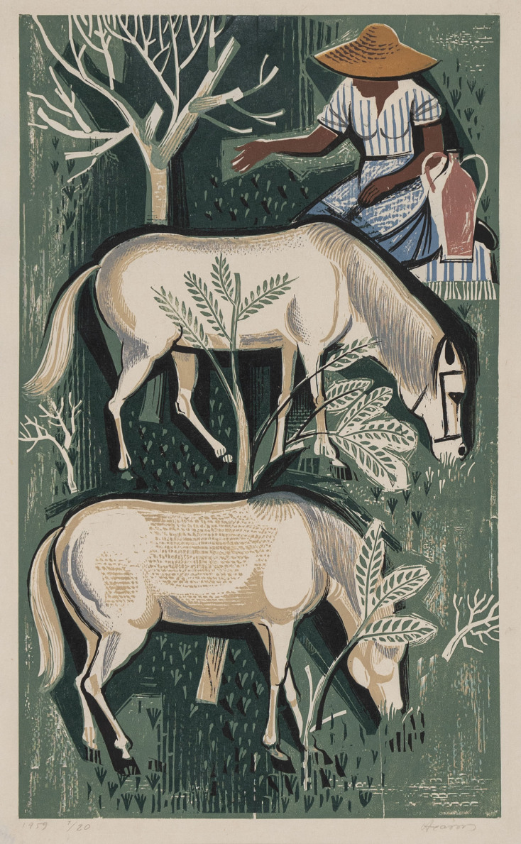 Έγχρωμη ξυλογραφία. 