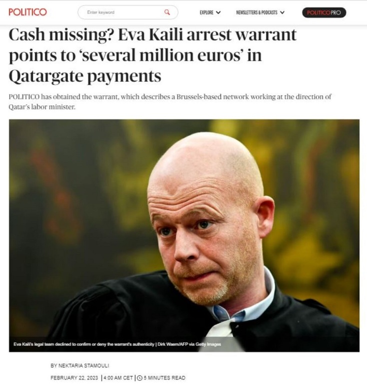 Αποκάλυψη Politico: Το ένταλμα σύλληψης της Καϊλή αναφέρεται σε «αρκετά εκατομμύρια ευρώ»