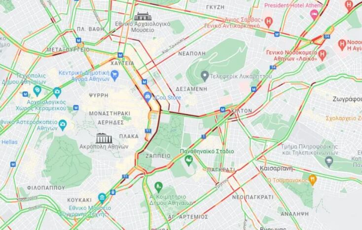 Κίνηση στους δρόμους της Αθήνας