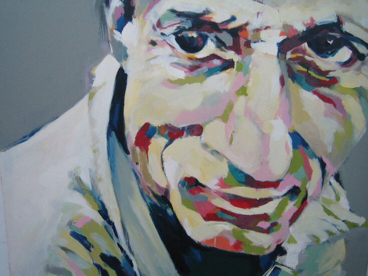 «Worker». 100x100cm. Λάδια σε καμβά