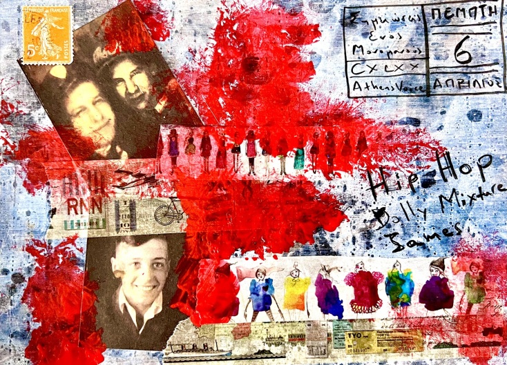 Έργο μεικτής τεχνικής του Γιώργου Φλωράκη για τη στήλη του Σημειώσεις Ενός Μονομανούς