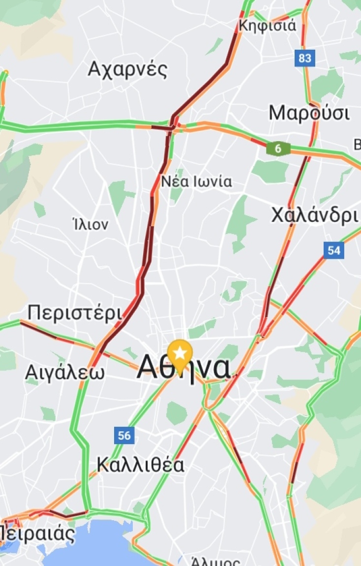 Μεγάλο μποτιλιάρισμα αυτήν την ώρα στον Κηφισό