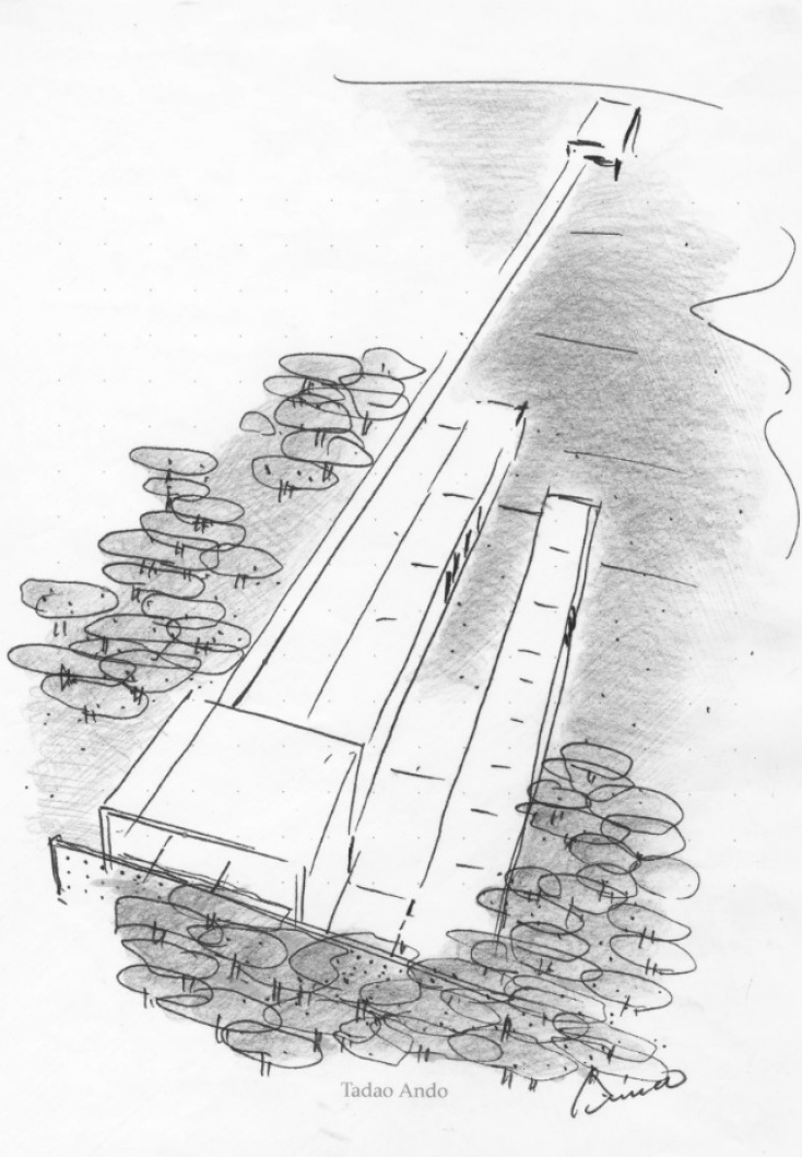 Σκίτσο του Tadao Ando για το στούντιο του Karl Lagerfeld. 