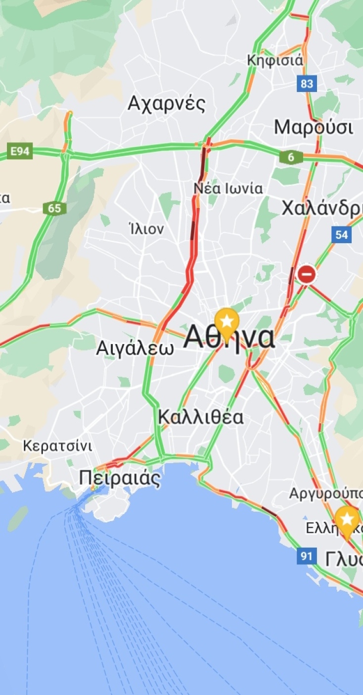 «Σημειωτόν» η κίνηση στον Κηφισό - Δυσκολίες σε Λεωφόρο Αθηνών και Αγίας Άννης