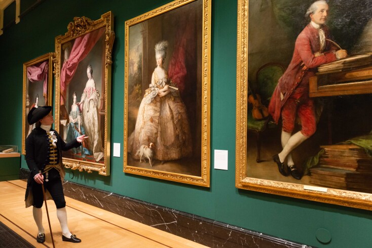 Περιγραφή των εκθεμάτων μιας έκθεσης για τους βασιλικούς γάμους και τη Μόδα της Γεωργιανής περιόδου στη Βρετανία που γίνεται στο The Queen’s Gallery στο Παλάτι του Μπάκιγχαμ στο Λονδίνο. 