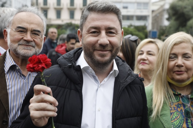 Ο πρόεδρος του ΠΑΣΟΚ - ΚΙΝΑΛ, Νίκος Ανδρουλάκης, στις απεργιακές συγκεντρώσεις για την Εργατική Πρωτομαγιά