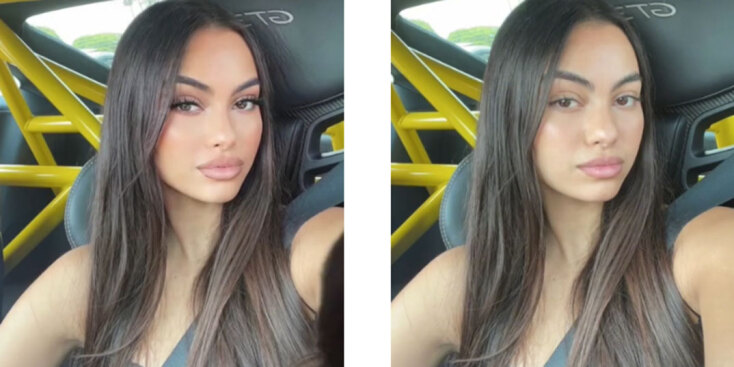 Κοπέλα σε φωτογραφία με και χωρίς φίλτρο