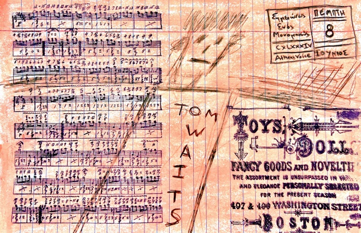 Έργο μεικτής τεχνικής του Γιώργου Φλωράκη για τη στήλη του Σημειώσεις Ενός Μονομανούς