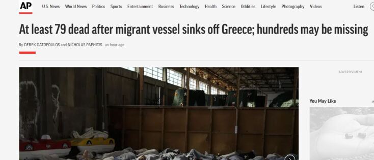 Εκτενή ρεπορτάζ στα διεθνή ΜΜΕ για το πολύνεκρο ναυάγιο στην Πύλο