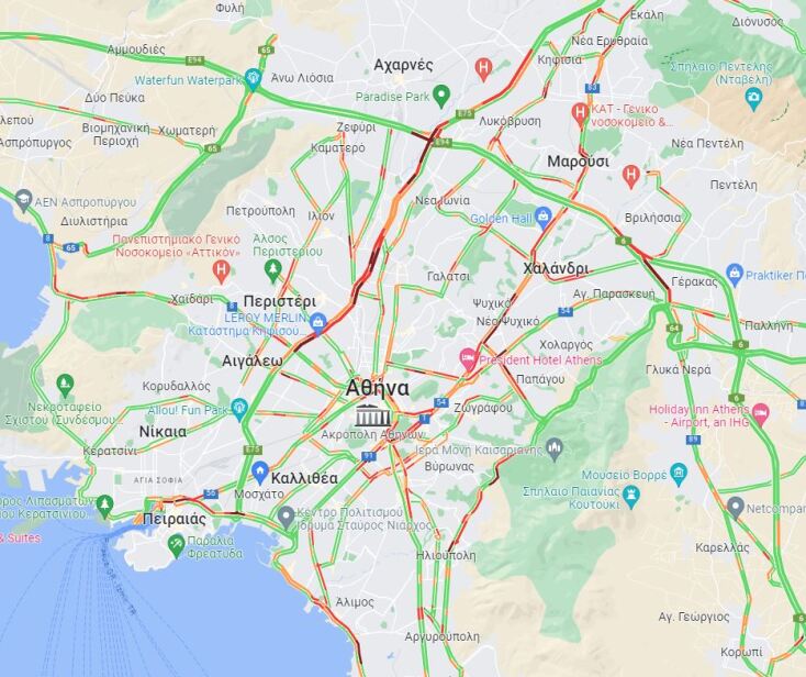 Στο «κόκκινο» η κυκλοφορία στον Κηφισό - Μεγάλες καθυστερήσεις